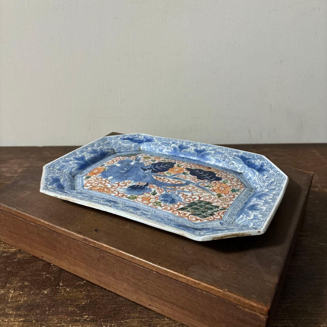 古伊万里八角皿　アンティーク　白磁　李朝