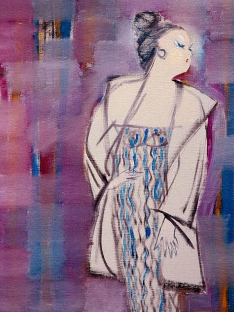 油絵 菅家令子 絵 絵画インテリア 額付(黒) F6-083611 人物 女性像