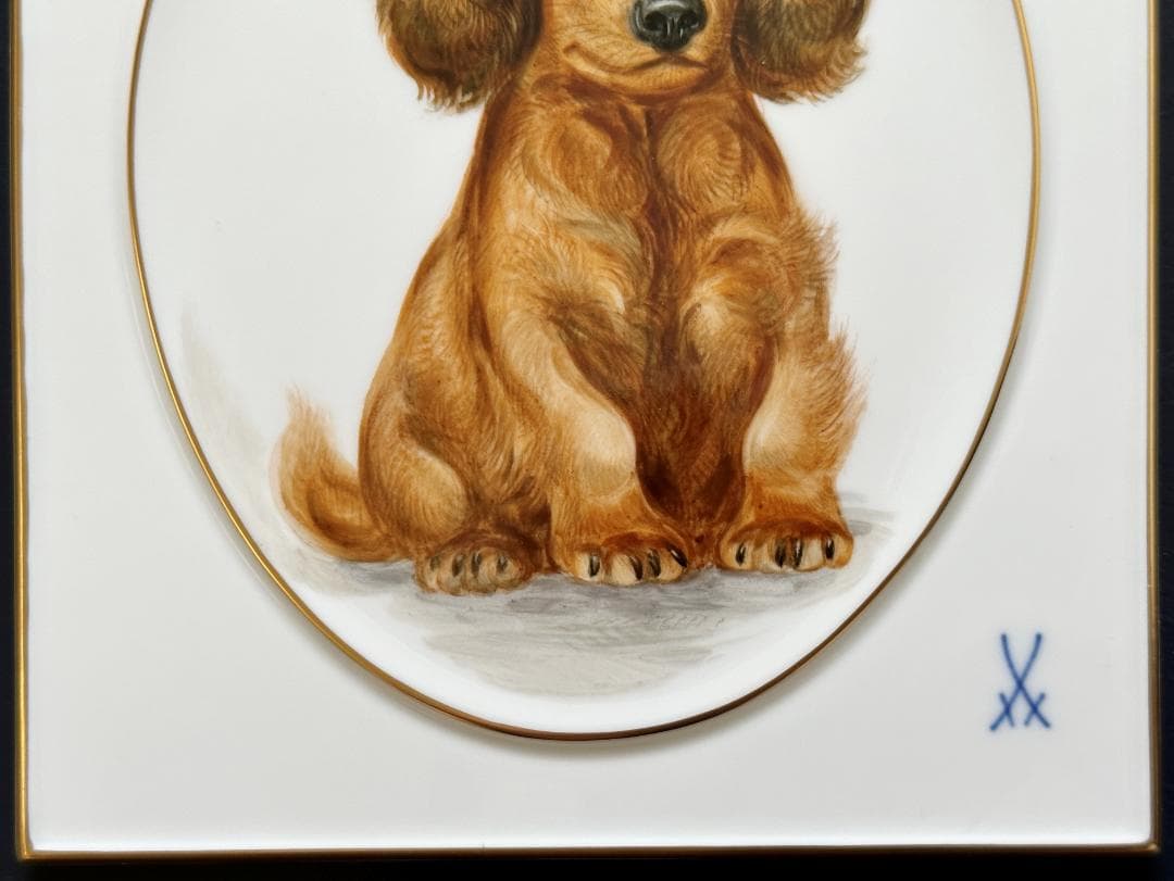 マイセン 陶板画 ダックスフント