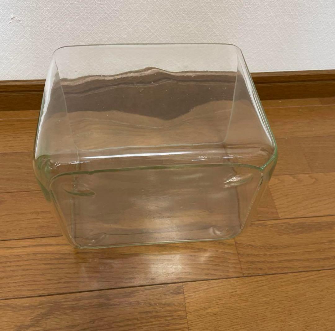 大正　昭和　ゆらゆらレトロガラス鉢角型