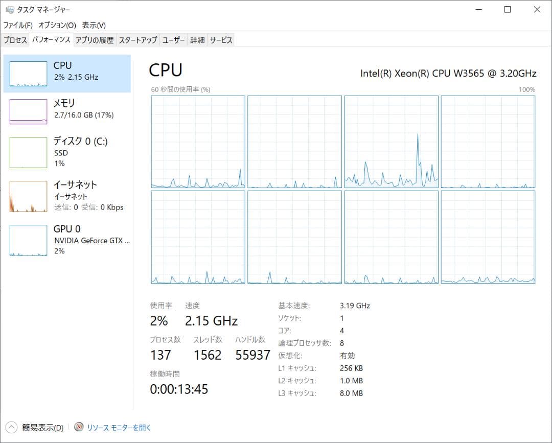 Windowsデスクトップ HP Z400 GTX670 Intel Xeon W3565 3.20GHz