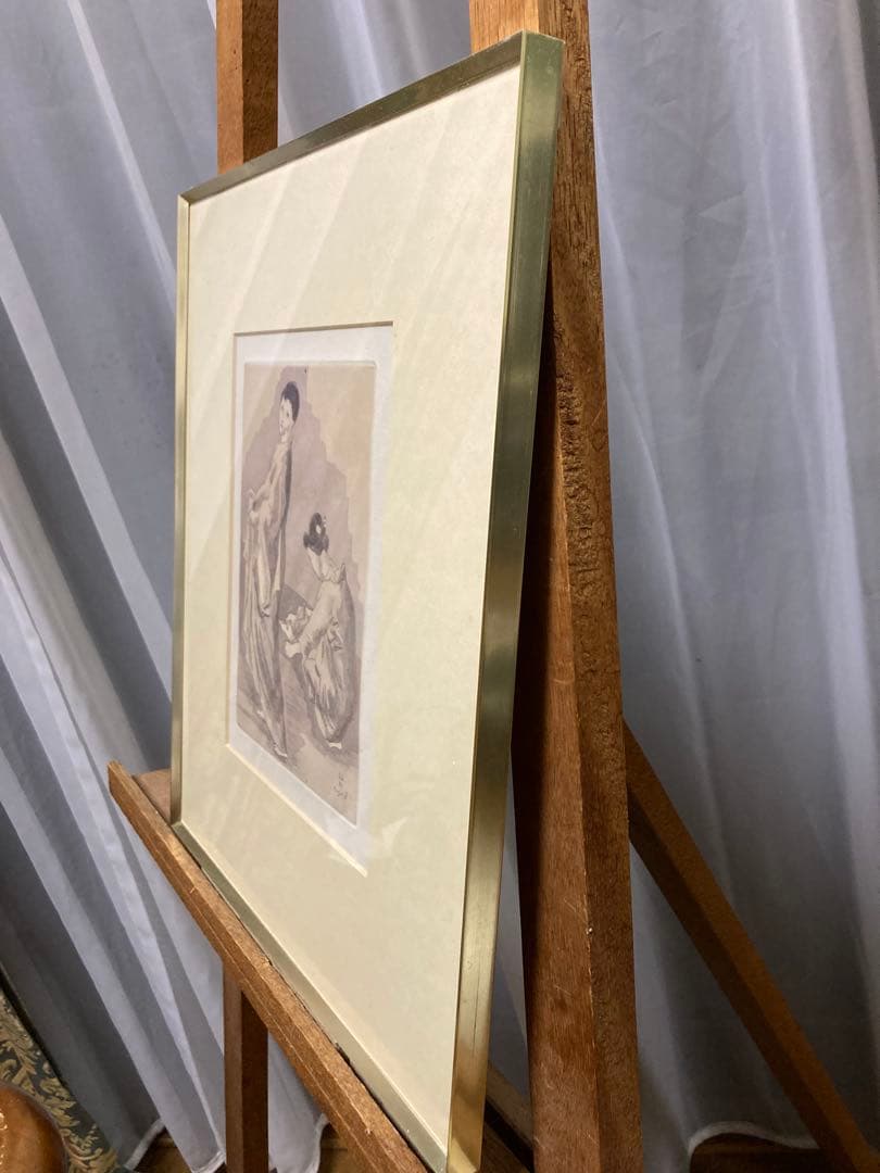 【藤田嗣治】 1926年作 エッチング 「お梅さんの三度目の青春」アンティーク