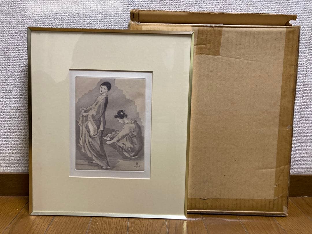 【藤田嗣治】 1926年作 エッチング 「お梅さんの三度目の青春」アンティーク