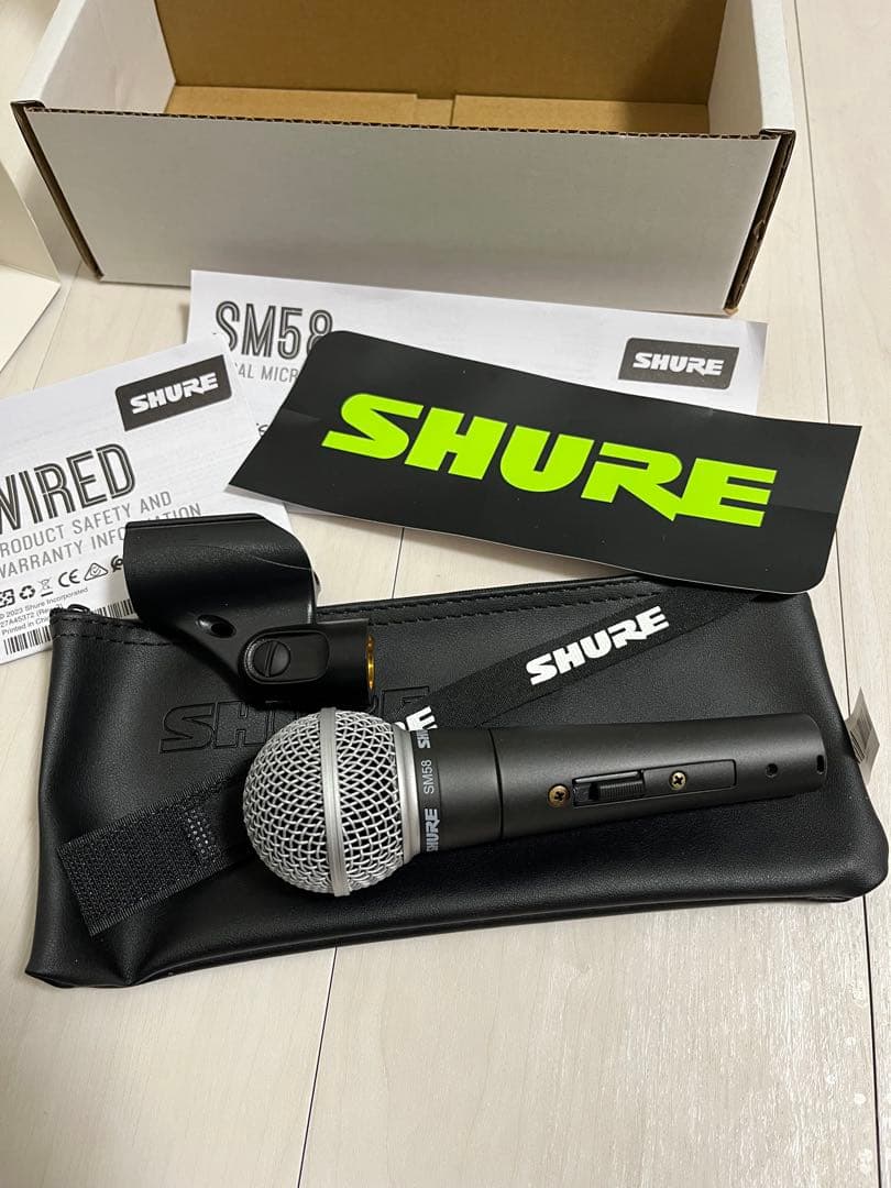 SHURE SM58 ダイナミックマイク スイッチ付き本体と付属品