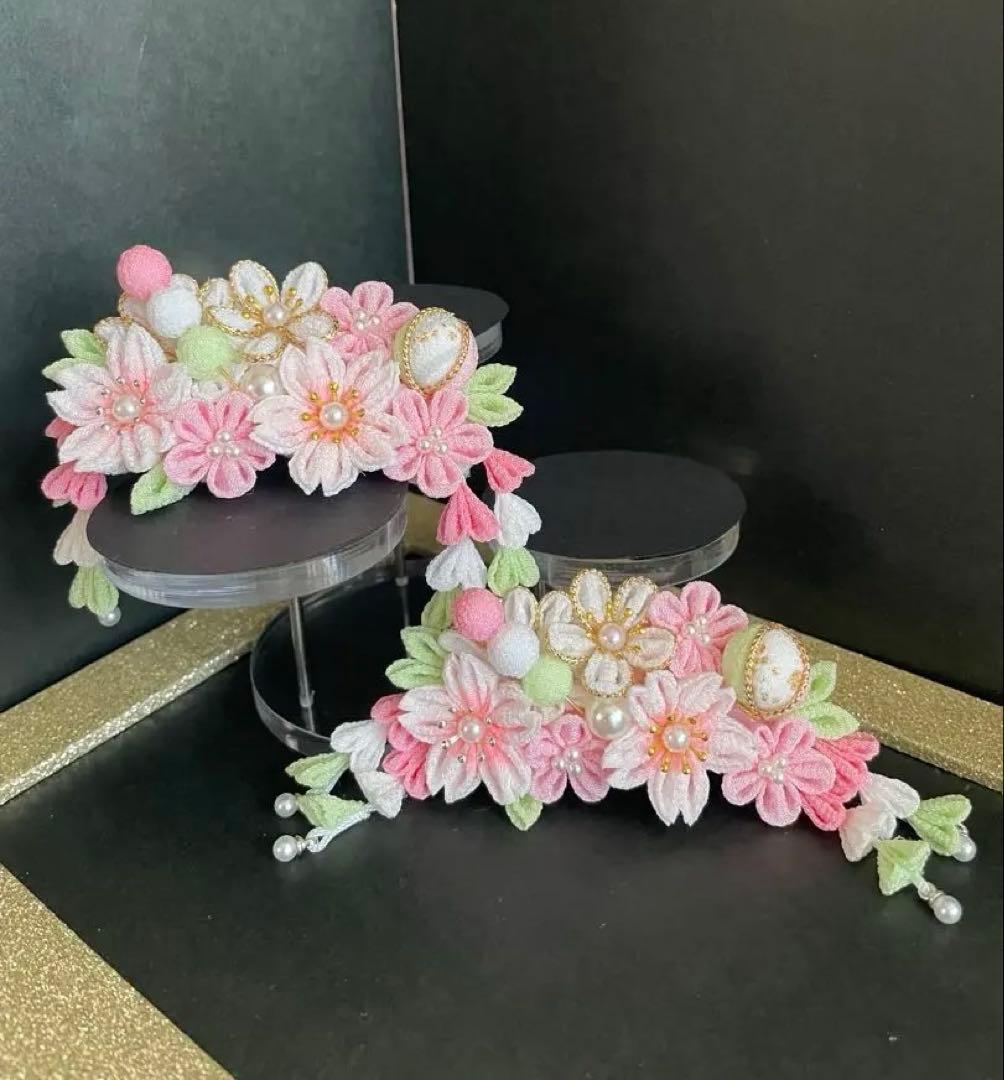 YUN　犬用髪飾りバレッタ　つまみ細工