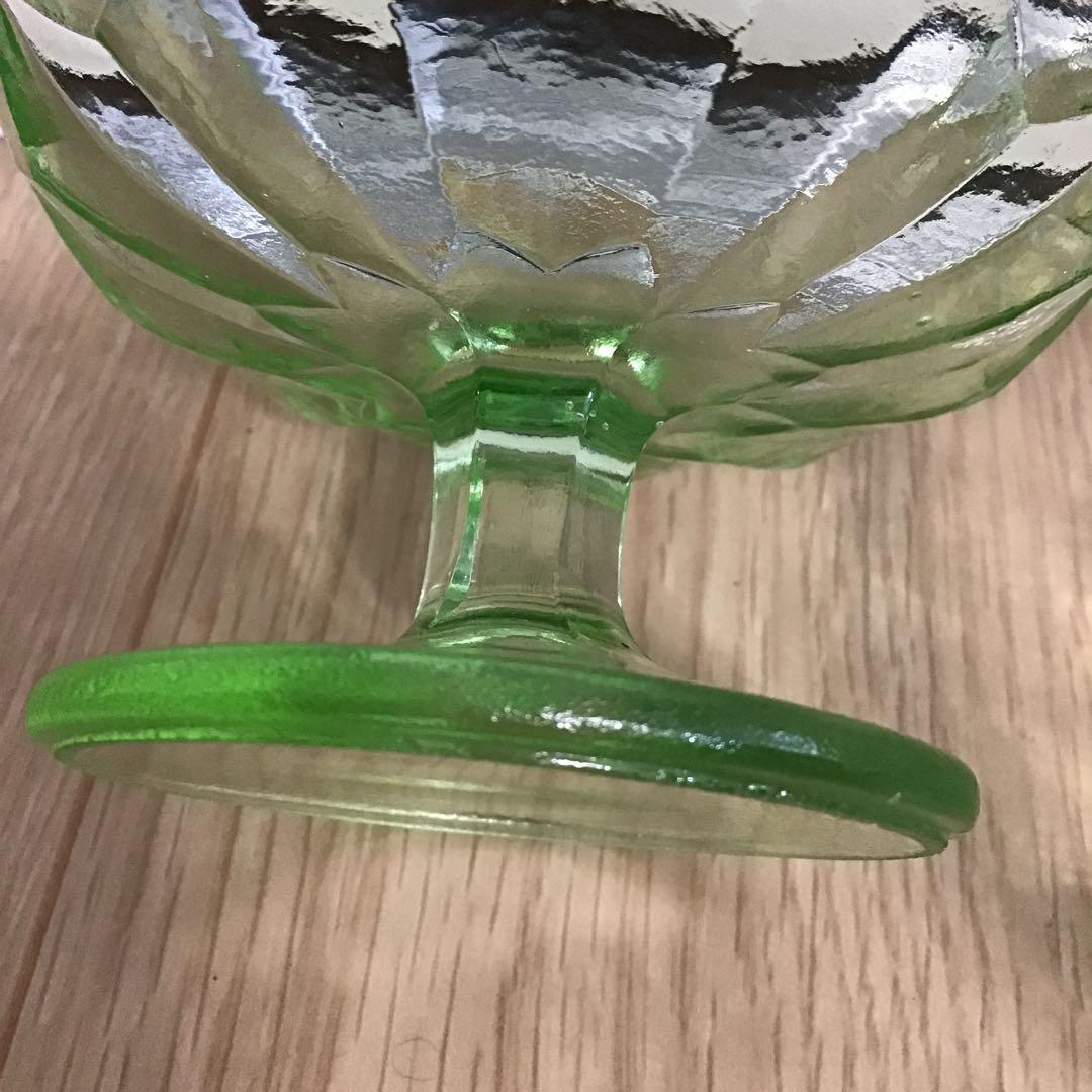 アンティーク　大正浪漫　ウランガラス　氷コップ2客 氷水　ガラス　コレクション