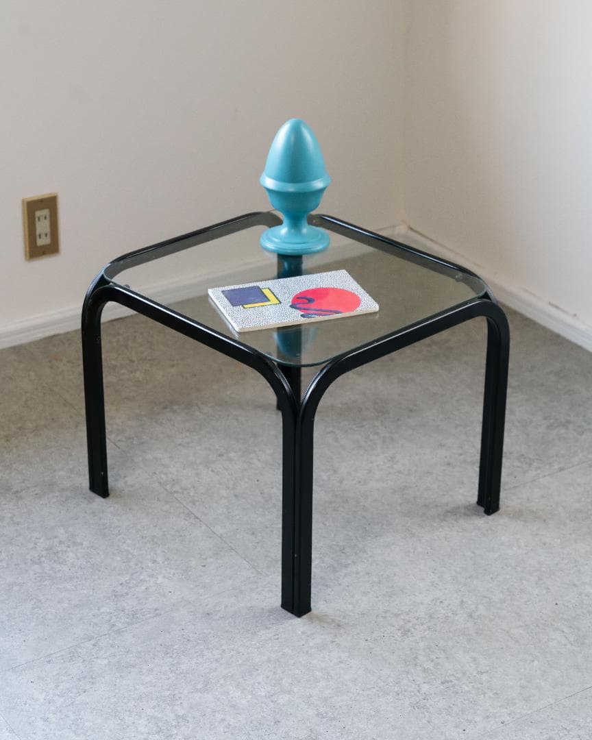 アイアンフレーム コーヒー ローテーブル ガラストップ 昭和レトロ モダン