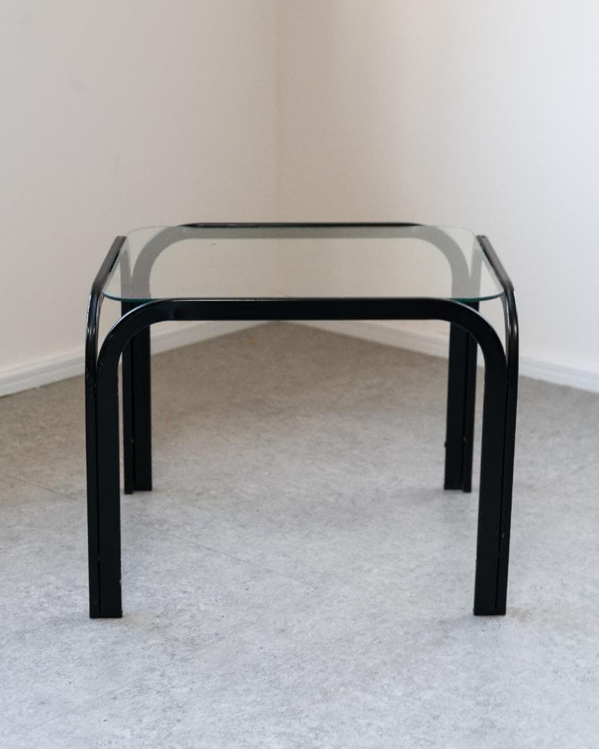 アイアンフレーム コーヒー ローテーブル ガラストップ 昭和レトロ モダン