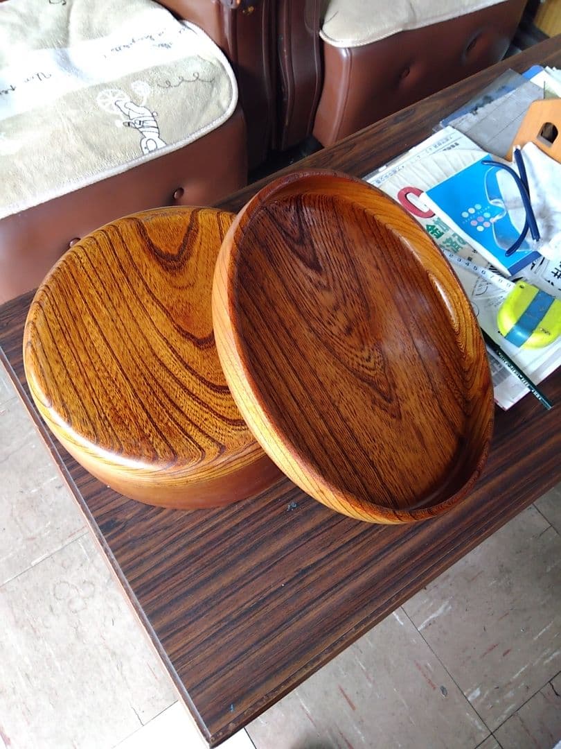 昭和レトロアンティーク　欅　ケヤキ入れ物　お盆