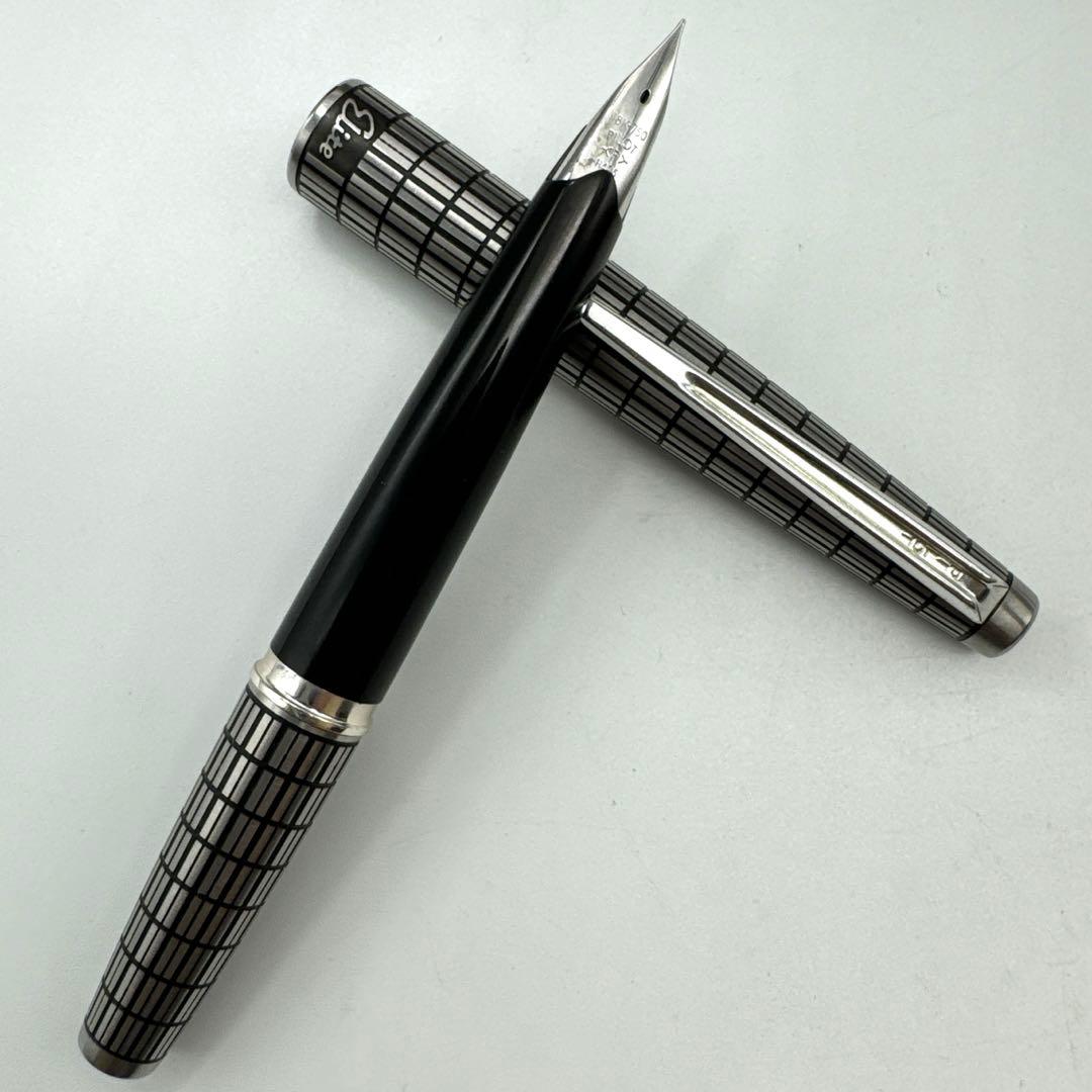 A296　パイロット　エリート　18k-750　万年筆　格子柄