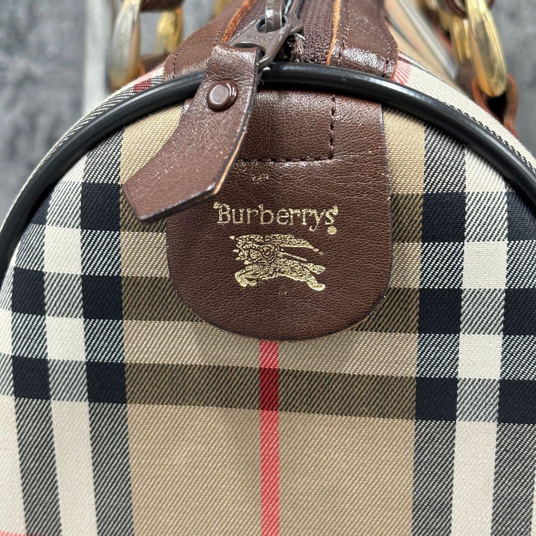 極美品　希少 バーバリー　ミニボストンバッグ　ノバチェック　シャドーホース　ロゴ