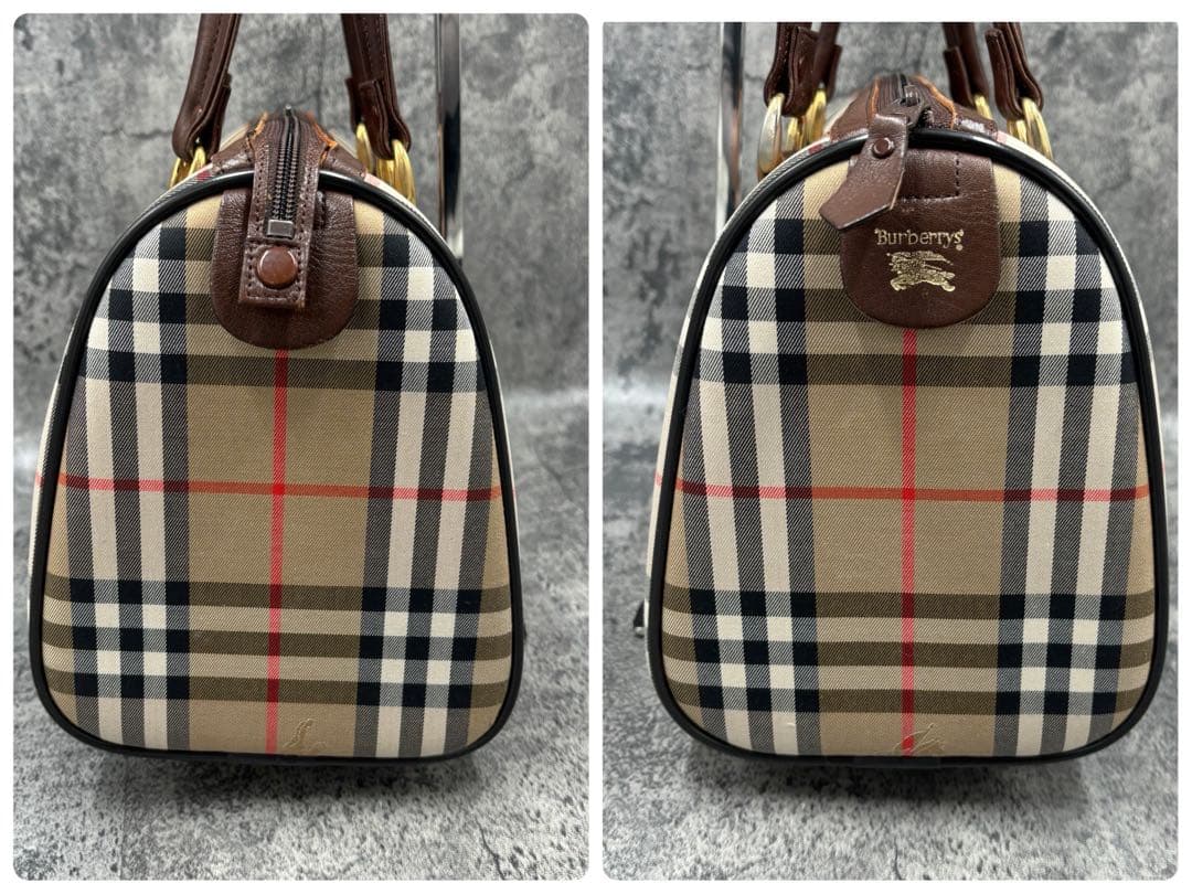 極美品　希少 バーバリー　ミニボストンバッグ　ノバチェック　シャドーホース　ロゴ