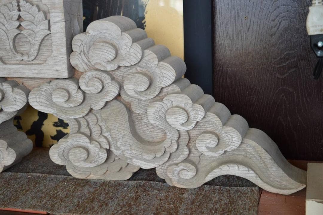 骨董古民具　欅材　木彫り　木調　飾り