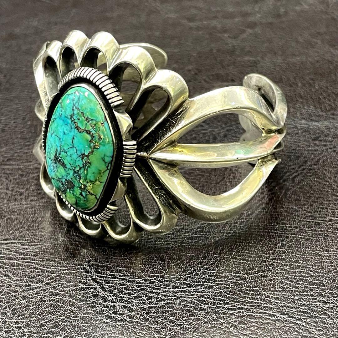 ナバホ族 アーロンアンダーソン ターコイズ SILVERバングル