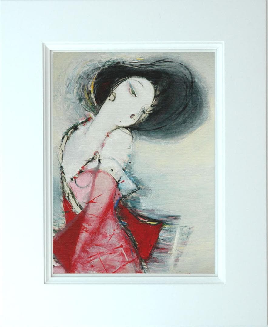 油絵 菅家令子 絵 絵画 インテリア 額付(白) F6-082711 人物 女性