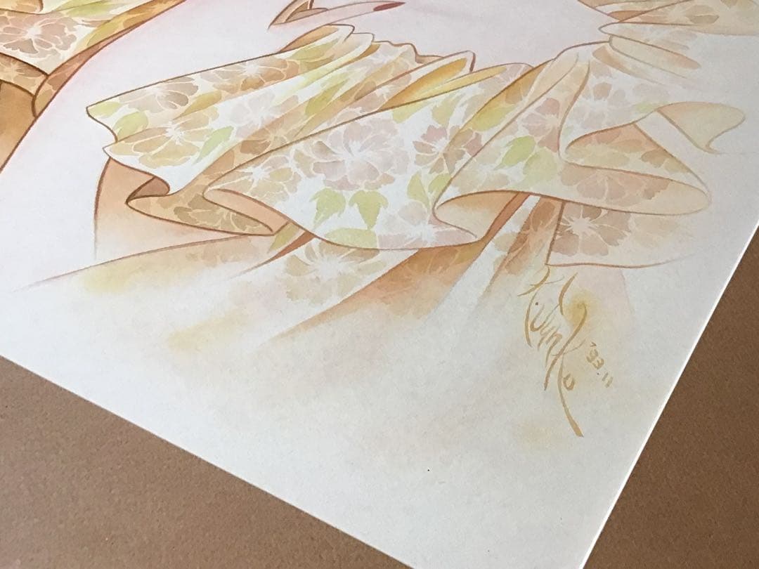 ◉真作保証 久下じゅんこ 水彩10号 原画『陽影の舞姫』1点物 サイン額装つき