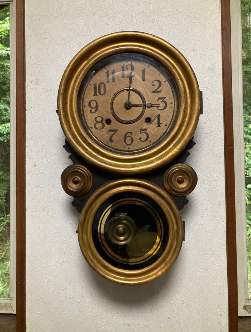 アンティーク イングラハムダルマ時計 文字盤変更歴有り 8日巻振り子時計