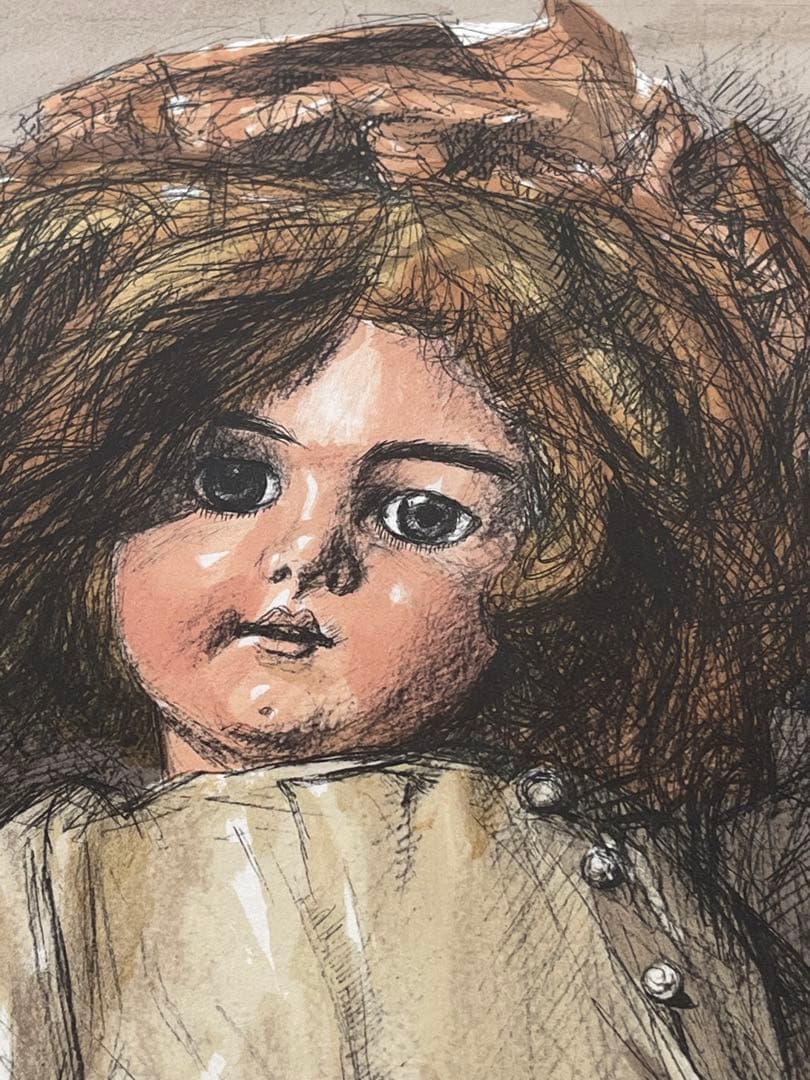 小松崎邦雄 「人形」リトグラフ 直筆サイン 物故巨匠 一水会員 宮本三郎記念賞