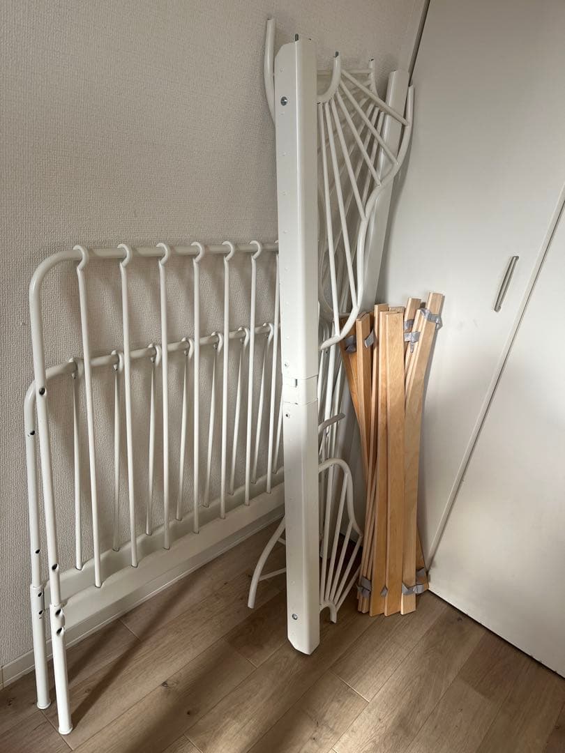 MINNEN IKEA 伸長式 ベッドフレーム ホワイト　※手渡しは12,000