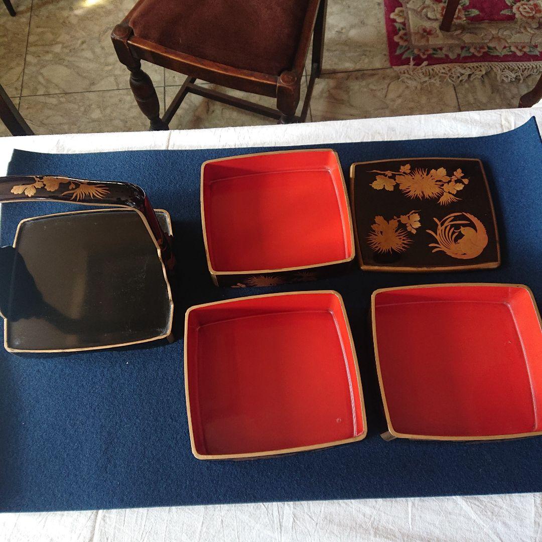 豪華絢爛　最上手　時代　本蒔絵重箱　手付き三段　鳥草の図　高級漆器　輪島塗