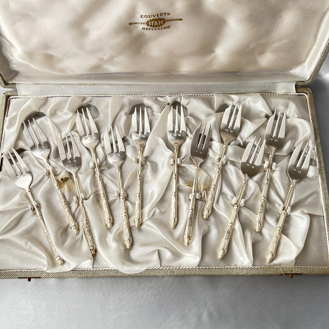 【SFAM】 ロシア様式のケーキフォーク 12本組 仏蘭西 14cm ケース