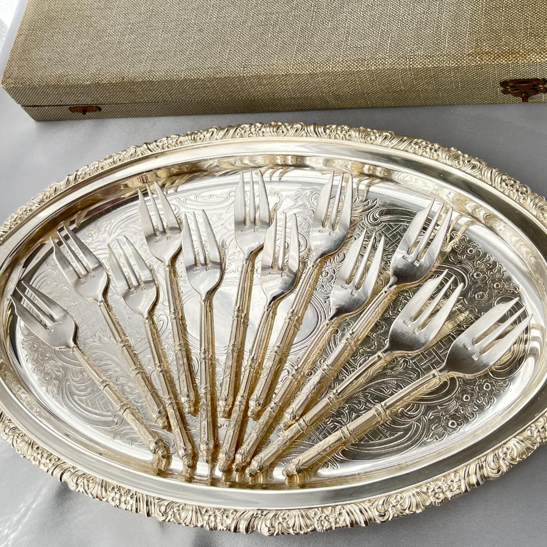 【SFAM】 ロシア様式のケーキフォーク 12本組 仏蘭西 14cm ケース