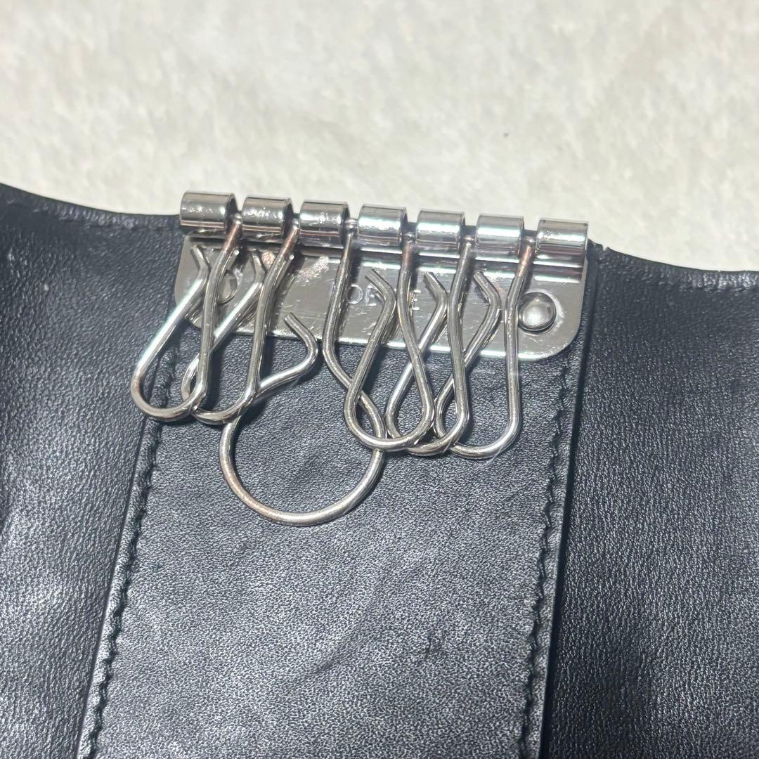 ロエベ　メンズ　キーケース　ブラック　ソフトグレインカーフ　６連　アナグラム