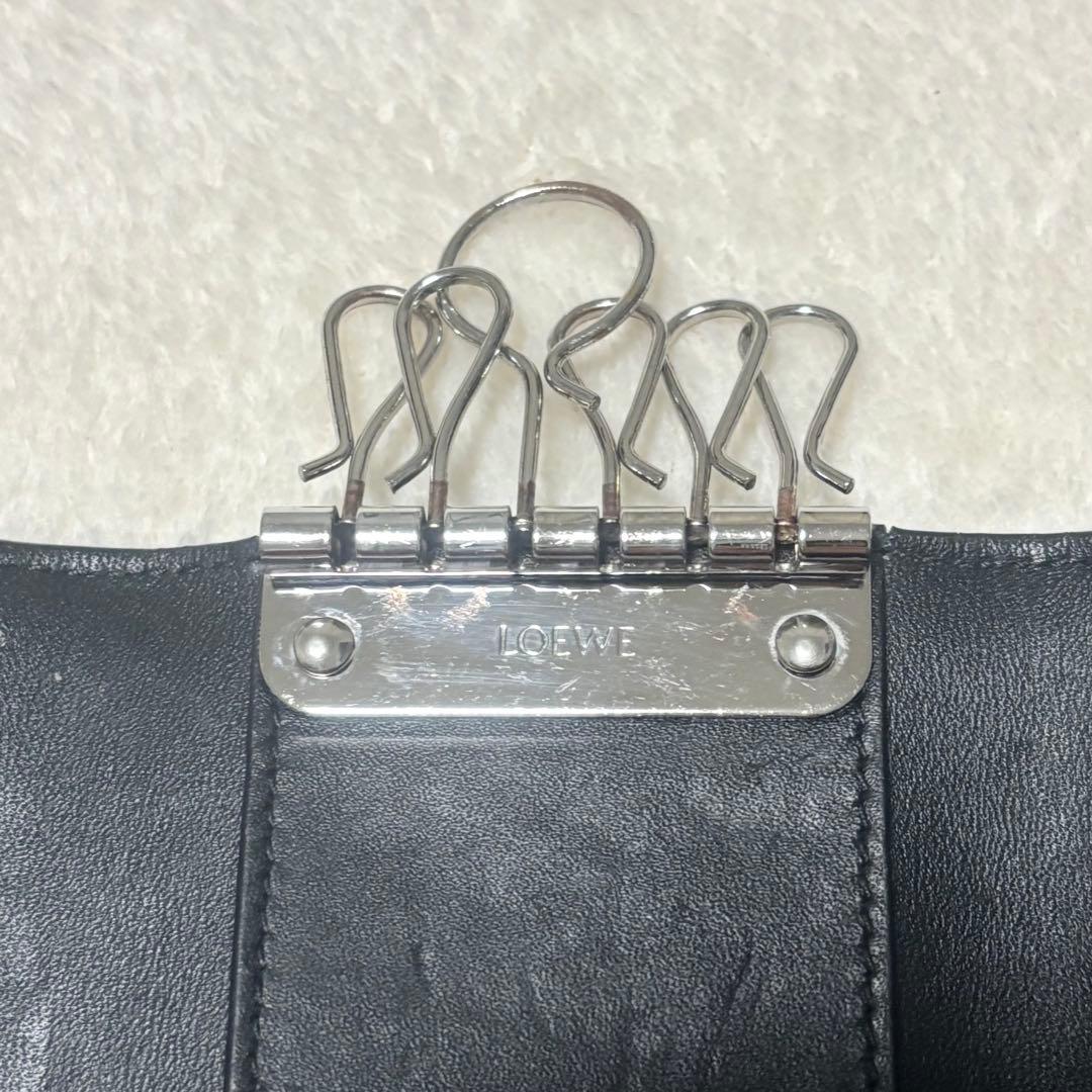 ロエベ　メンズ　キーケース　ブラック　ソフトグレインカーフ　６連　アナグラム