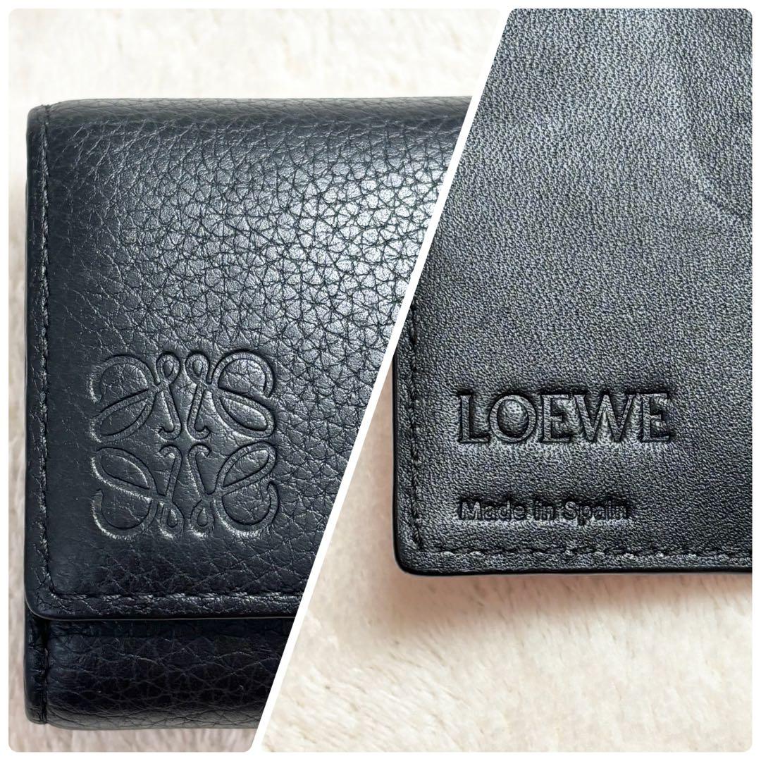ロエベ　メンズ　キーケース　ブラック　ソフトグレインカーフ　６連　アナグラム