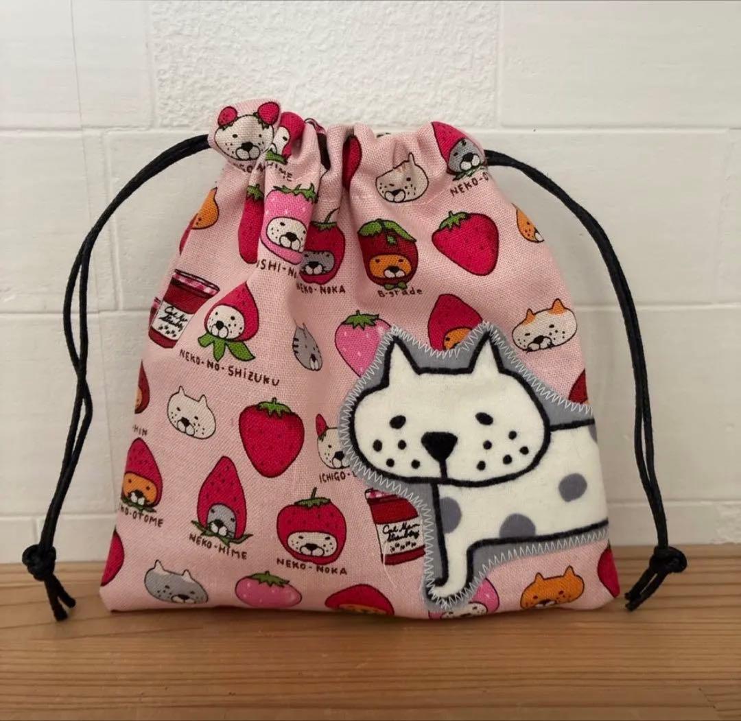 感謝価格　猫柄　巾着　ペンポーチ　小物入れ　ハンドメイド