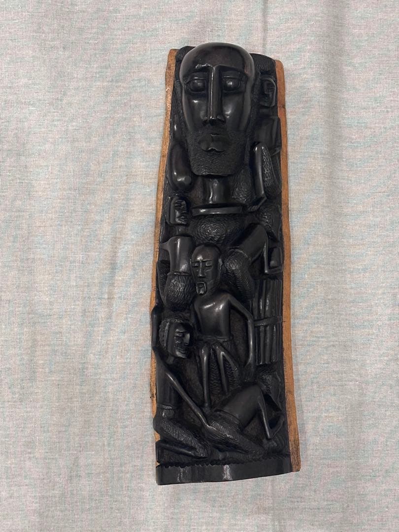 【希少】高級　アフリカ　木彫　一本彫　特大41cm アフリカンエボニー　黒檀
