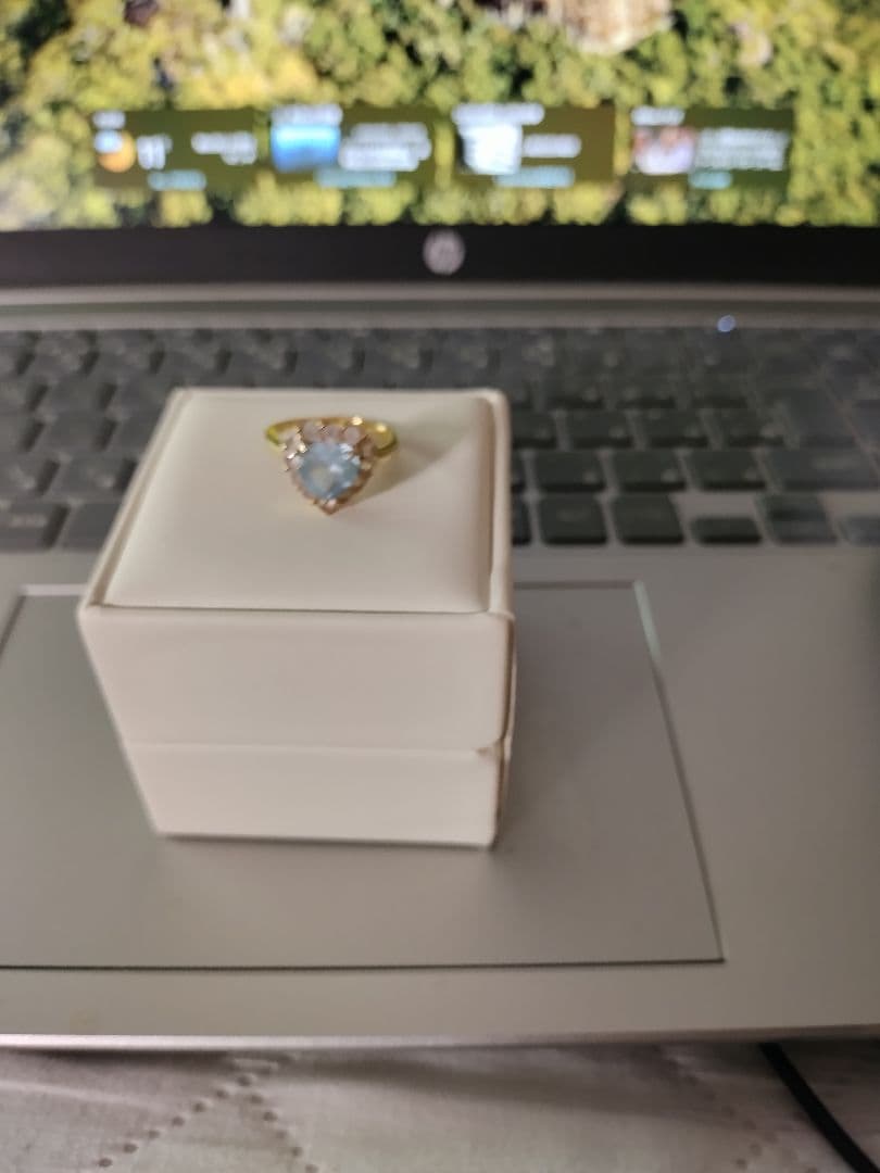 ブルートパーズ k10リング★ハート型★10号