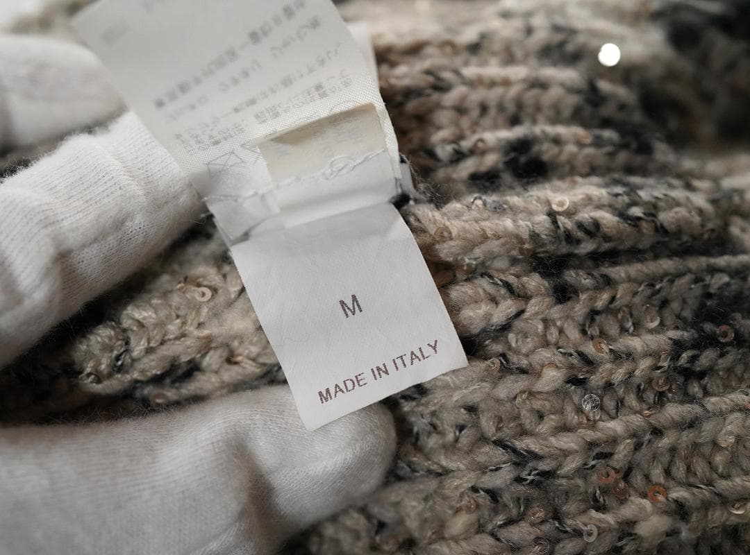 イタリア製 ブルネロクチネリ カシミヤ シルク スパンコール ニットキャップ