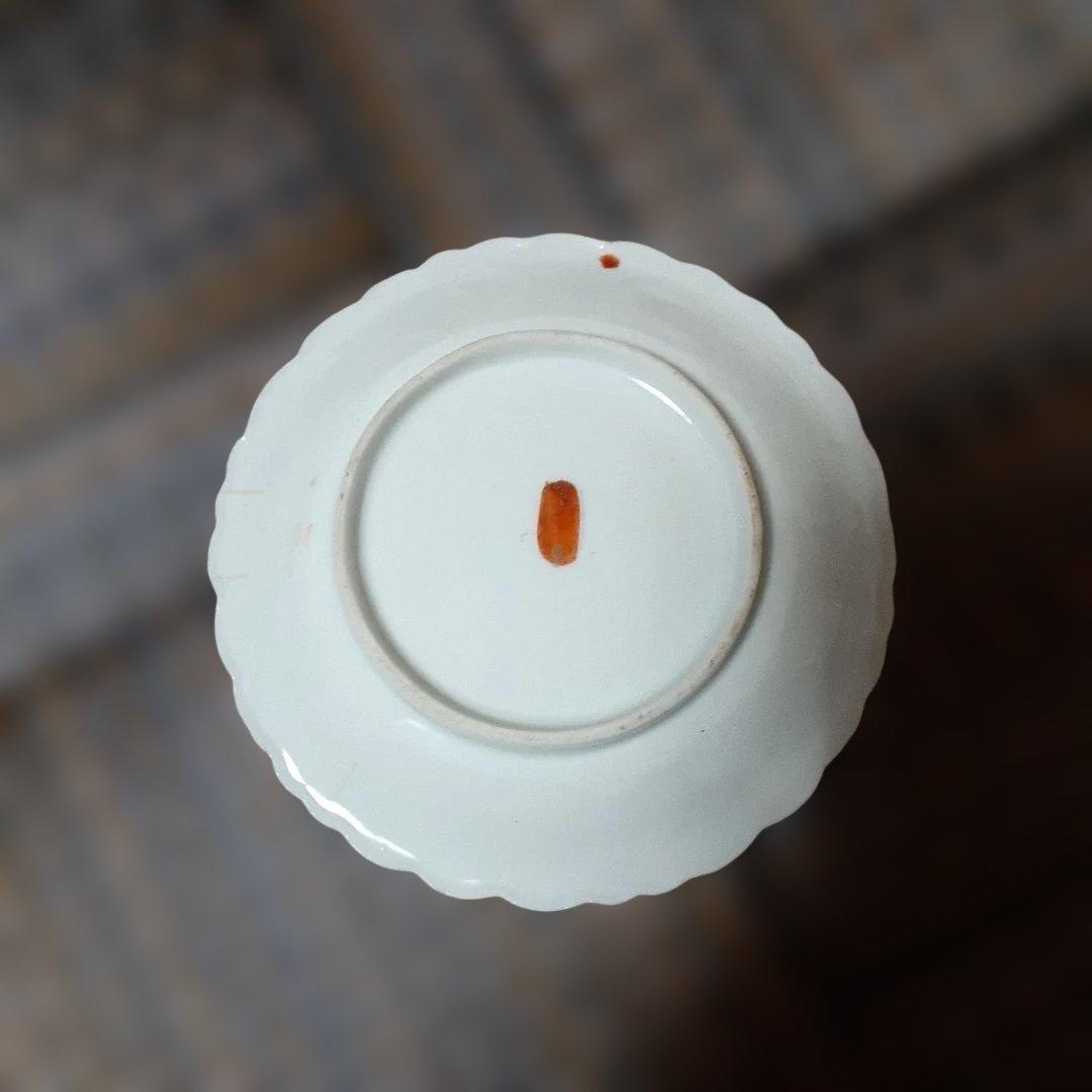 古い幕末明治超絶技巧カップ&ソーサーセット/金錦窓寿龍唐草青海波/卵殻手高級骨董