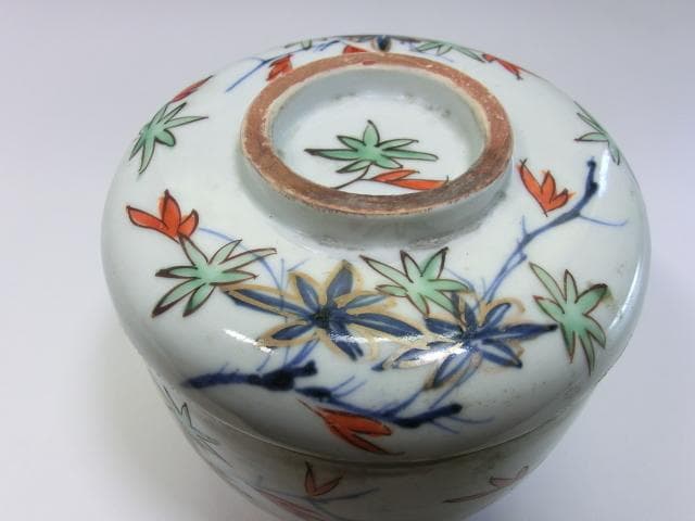 蓋物■紅葉 蓋茶碗 赤絵染付 蓋器(江戸後期～明治期) 鳩居堂 蓋鉢 時代 骨董
