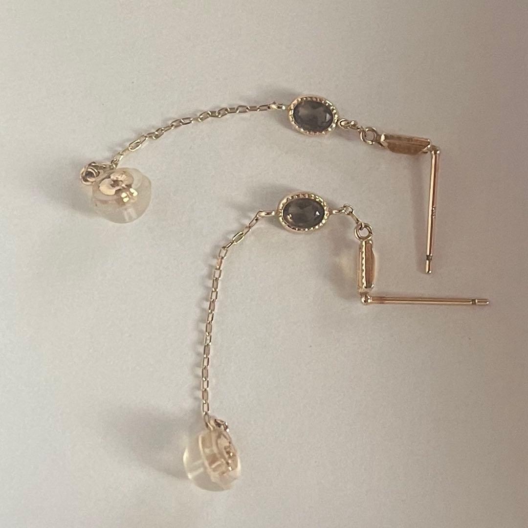 バイカラー チェーンフープ ピアス | K10YG