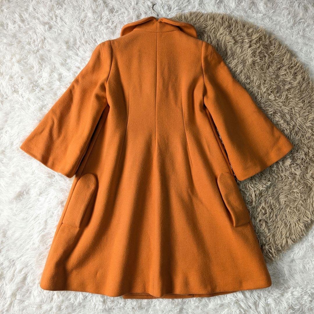 ソニアリキエル シルク コート 丸襟 フレア袖 Aライン オレンジ 40