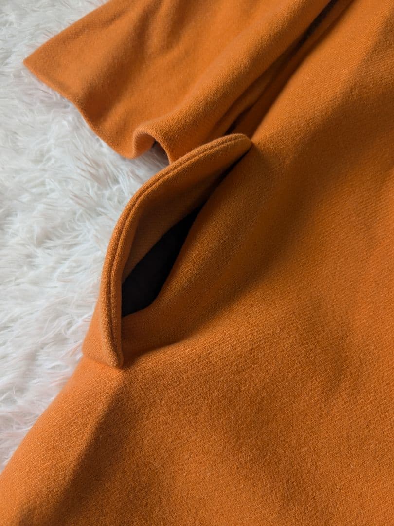 ソニアリキエル シルク コート 丸襟 フレア袖 Aライン オレンジ 40