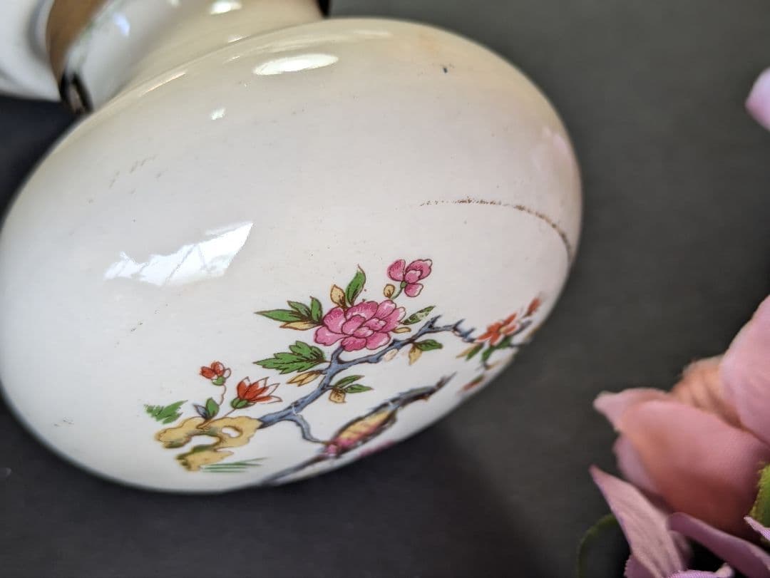 イギリス アンティーク 建材 ドアパーツ 陶器製 ドアノブ 握り玉 孔雀