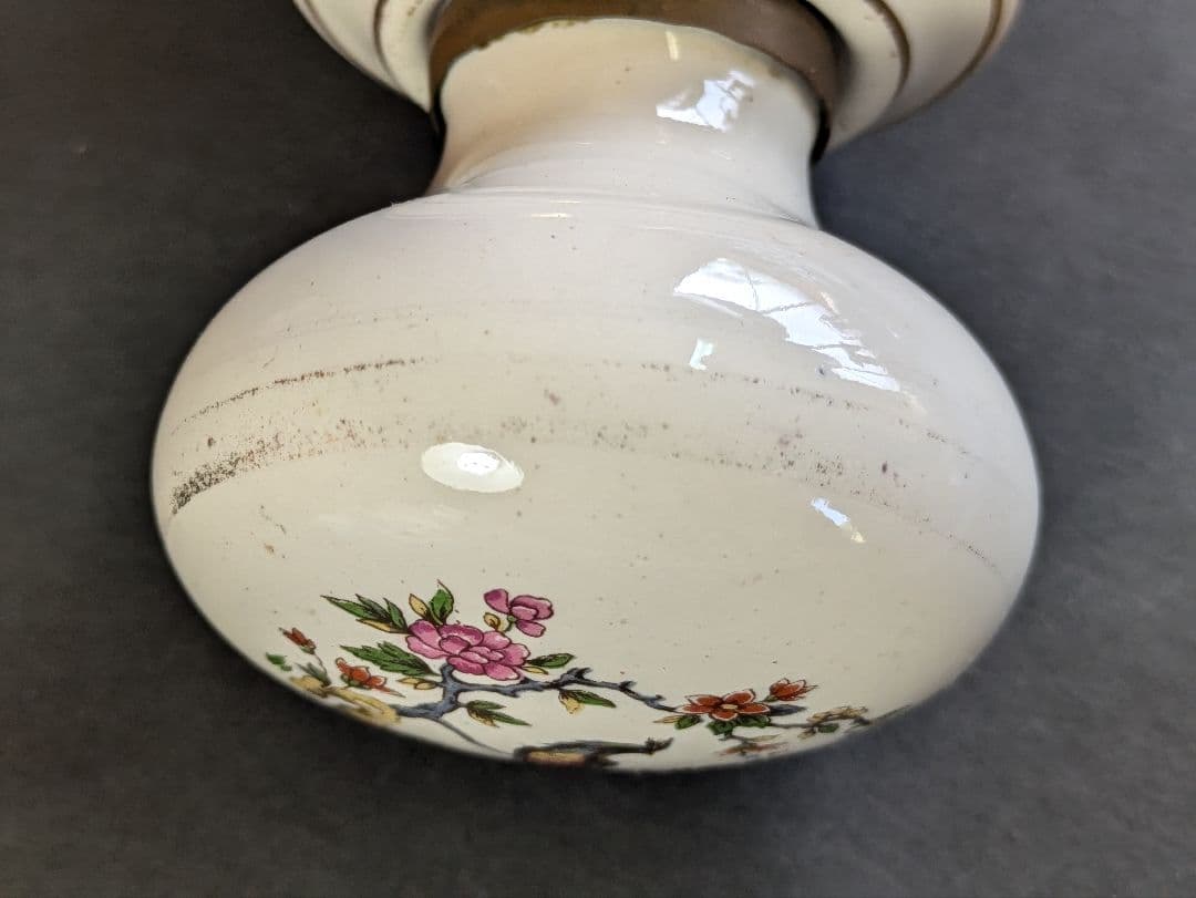 イギリス アンティーク 建材 ドアパーツ 陶器製 ドアノブ 握り玉 孔雀