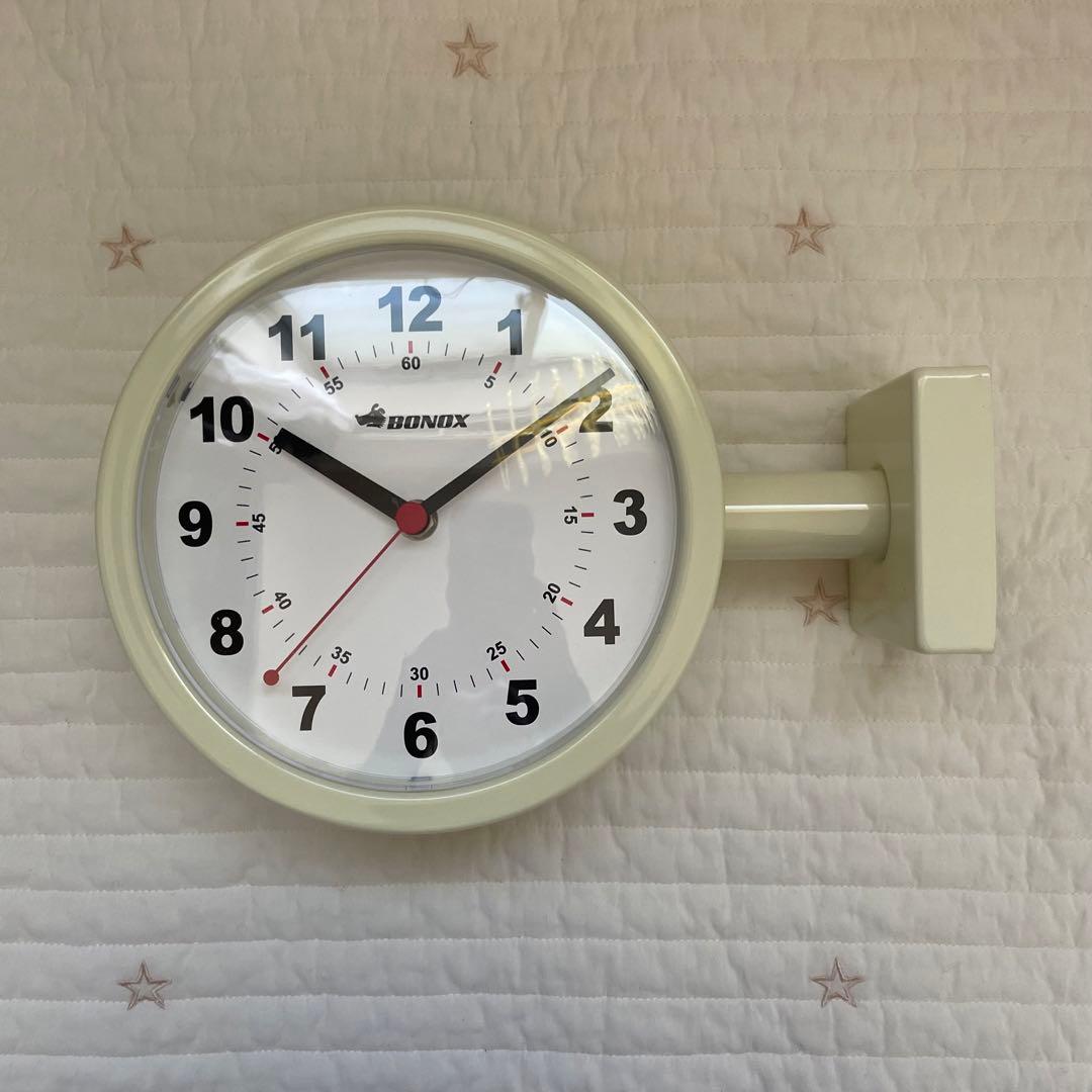 【値下げ】ダルトン　両面時計　ダブルフェイスウォールクロック　アイボリー　壁掛け