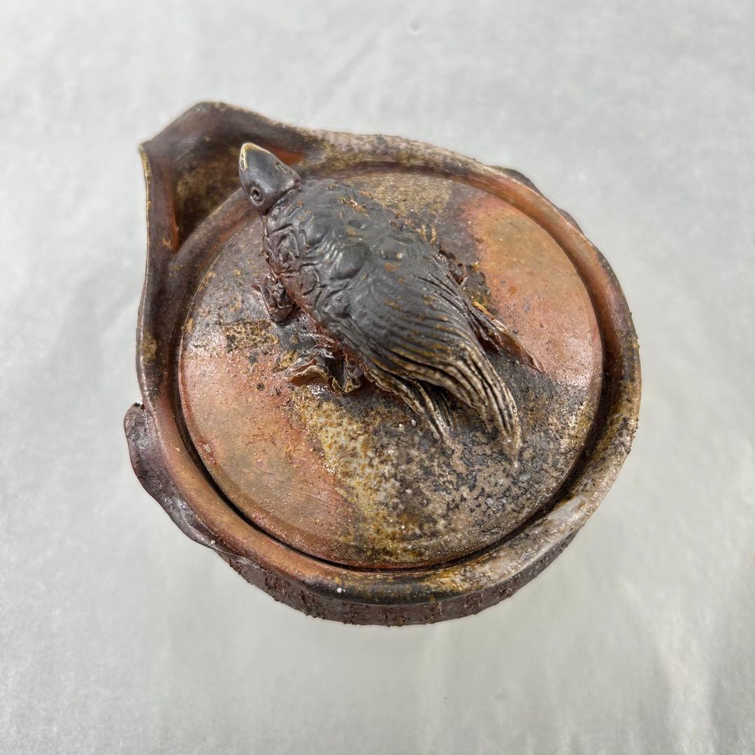 石田安弘 備前焼龟宝瓶 般若心经 人気作者 急須 共箱 共布 茶注 煎茶 茶道具