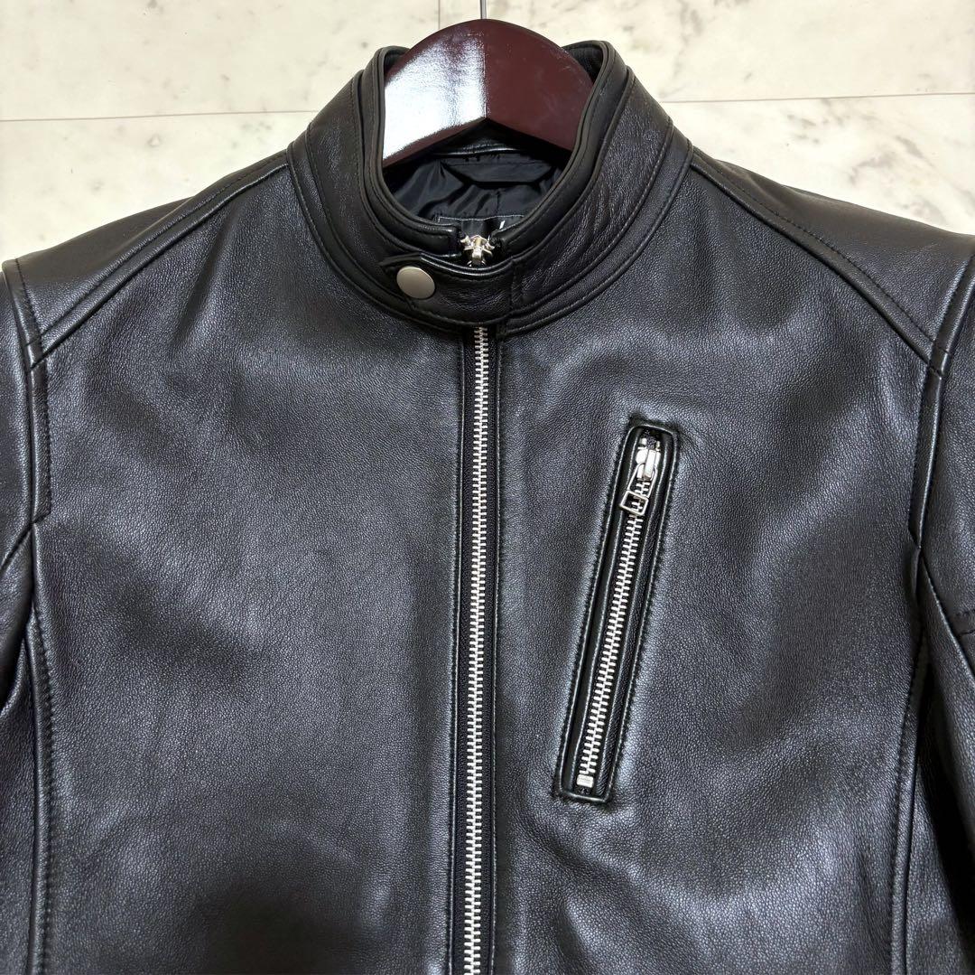 美品 名作 ラトルトラップ ライダースジャケット シングル 羊革 ブラックM