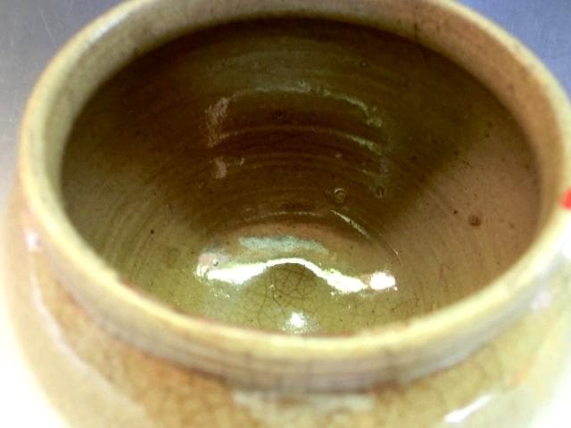 壷■合わせ箱 唐津口広壺 金継ぎ直し有り 古い花器 花瓶 置物 時代物 骨董品■