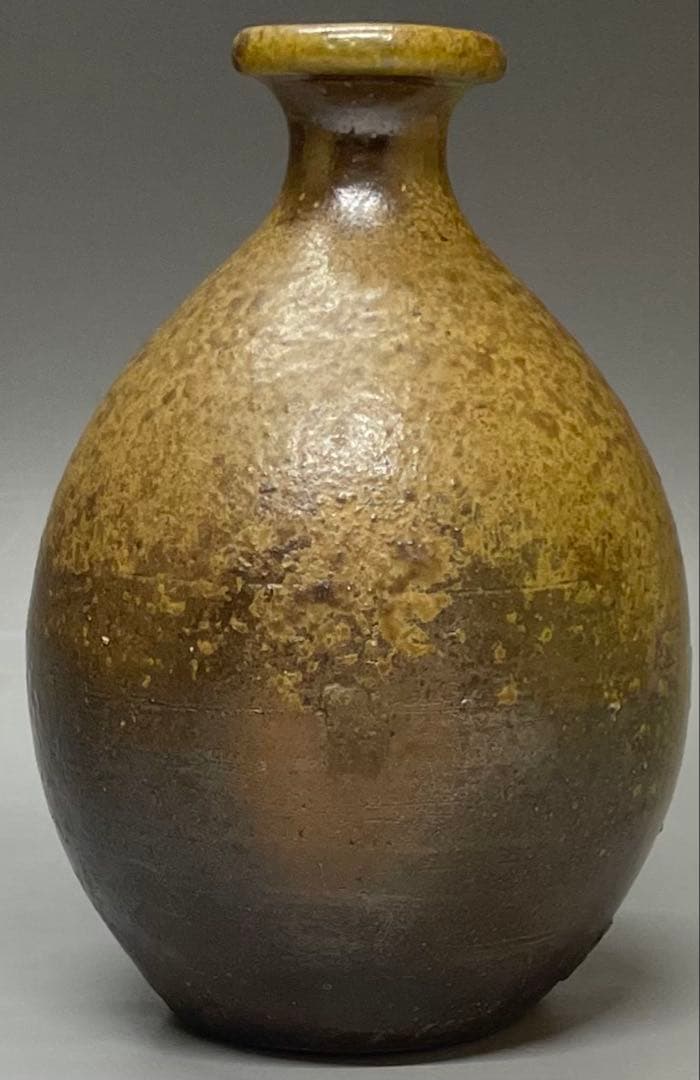 人間国宝　藤原啓　備前徳利　四方桟共箱　栞 　e18