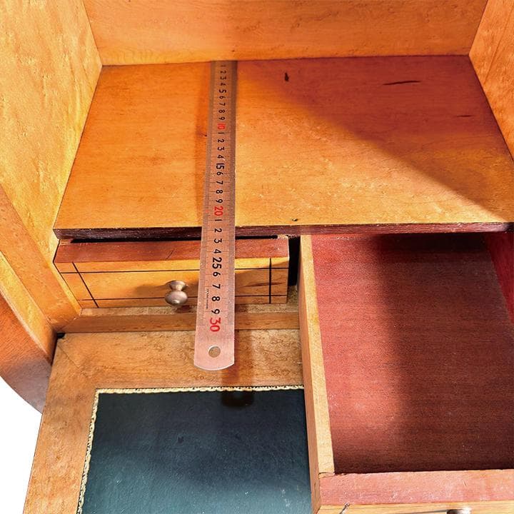 送料無料 ウルグアイ製 象嵌 机 チェスト ライティングビューロ 猫脚 鍵付 ①