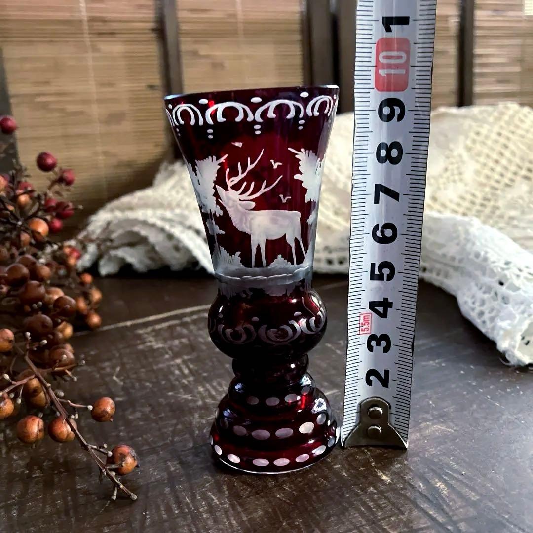 アンティークBohemian ボヘミアンガラス グラス鹿文 グラヴィール