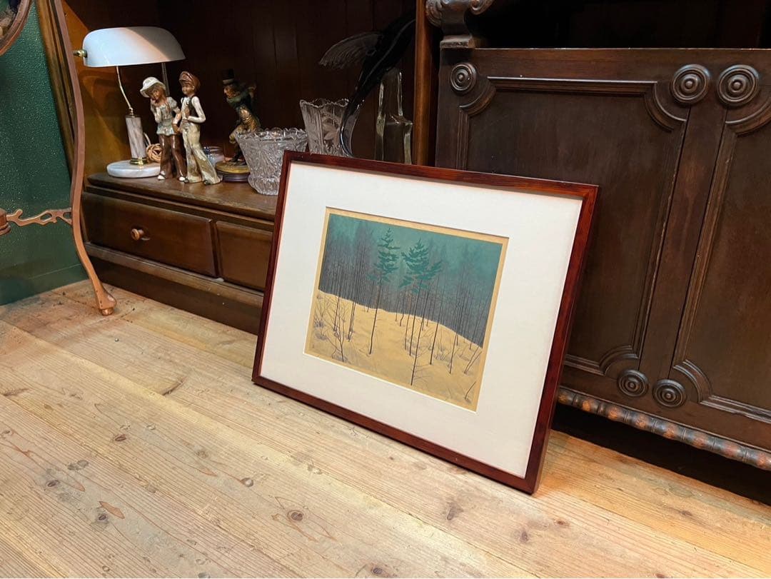 高田誠 残雪景色 絵画 アート 額縁 インテリア 日本画