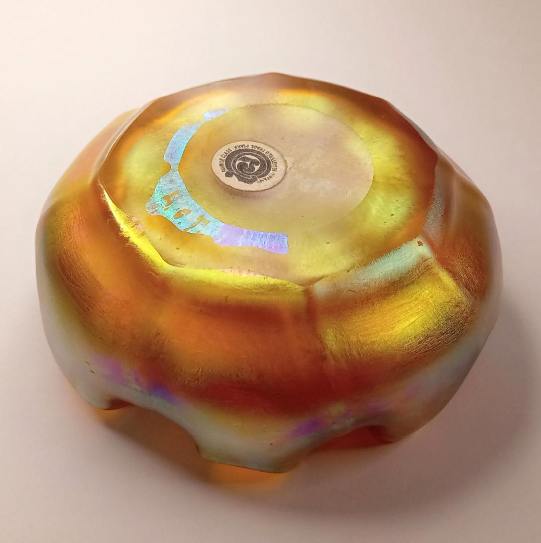 ルイスCティファニー 紙ラベル付きソルトセラー ファブリルガラス q82 b