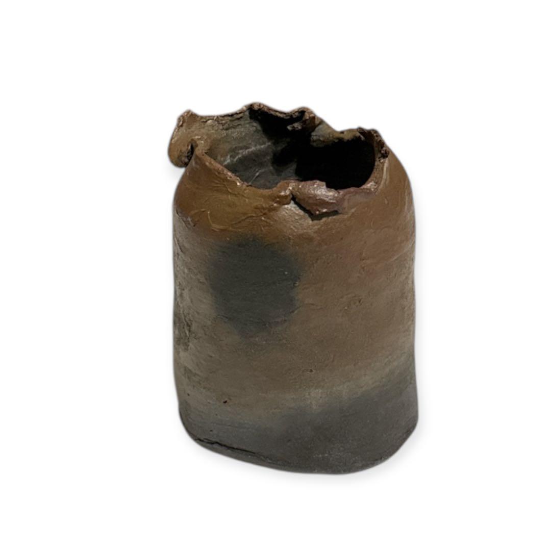 小西洋平　新品　常滑焼　花入　陶器製花器 ダークブラウン 木箱付き